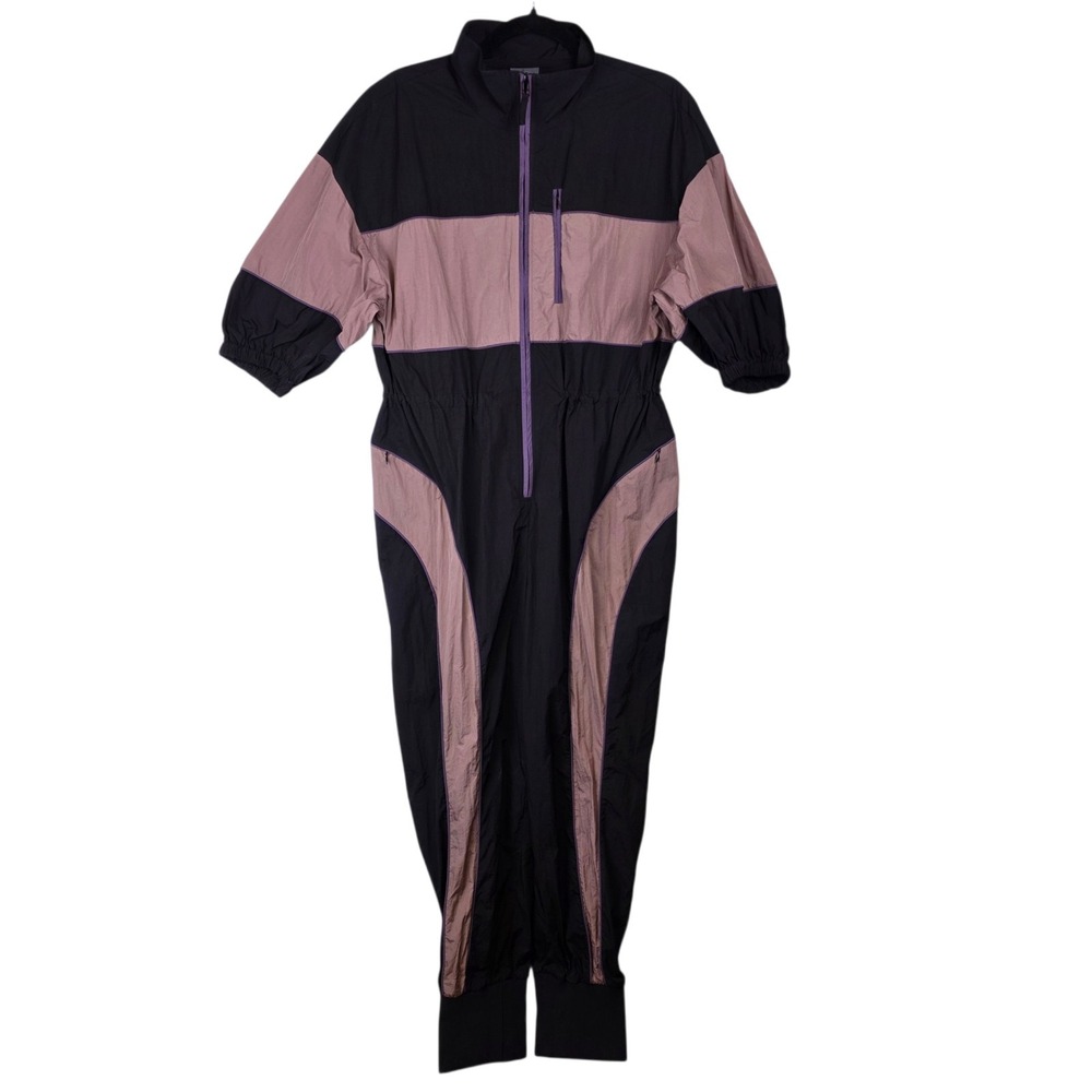 Sweaty Betty Colorblock Nylon Jumpsuit 10 Night Black Windbreaker Athleisure - Picture 3 of 6